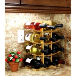 Oceanstar 12-Bottle Natural Wine Rack -Baxton Studio Store GUEST 46218f05 5ebb 4936 bddd 24f766cdaa54