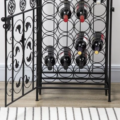 HOMCOM 45-Bottle Modern Wine Organizer Decorative Portable Wrought Iron Wine Rack Jail 4 HOMCOM 45-Bottle Modern Wine Organizer Decorative Portable Wrought Iron Wine Rack Jail - Image 4
