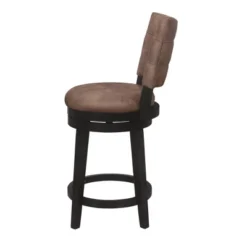 26" Kaede Wood And Upholstered Swivel Counter Height Barstool Black/Chestnut - Hillsdale Furniture -Baxton Studio Store GUEST 473e0ff3 5e39 443c a8f2 7452e8610000
