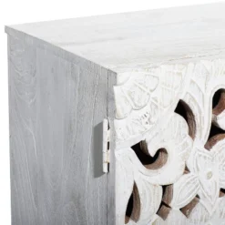 Mediterranean Carved Wood Cabinet White - Olivia & May -Baxton Studio Store GUEST 4766790a edbe 4df0 aa3e 1e29466a0371