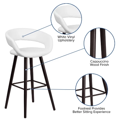 Merrick Lane Wood Ultramodern Bar Counter Stool With Upholstered Seat 8 Merrick Lane Wood Ultramodern Bar Counter Stool With Upholstered Seat - Image 8