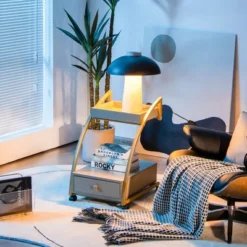 Costway Rolling End Table With Storage Drawer Tray Top 4 Casters Modern Bedside Trolley -Baxton Studio Store GUEST 4823b25e 5865 4cf2 850f 6facbab3173e