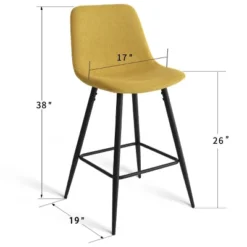 26" Bingo Black Leg With Upholstered Counter Height Stool (Set Of 2 ) -Maison Boucle -Baxton Studio Store GUEST 48cc721d 1630 48c1 8d33 b2292ab0f172