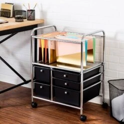Honey-Can-Do 5 Drawer Rolling File Cart Black -Baxton Studio Store GUEST 4a5e7b60 f0da 4f20 b6e5 7e89427a7637