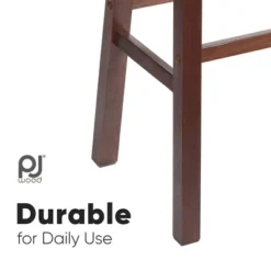 PJ Wood Classic Saddle-Seat 24" Tall Kitchen Counter Stools For Homes, Dining Spaces, And Bars W/ Backless Seats, 4 Square Legs, Walnut (Set Of 8) -Baxton Studio Store GUEST 4ad5625c 8704 4c30 9c63 8733ca486163