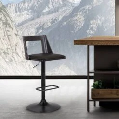 Milan Adjustable Swivel Faux Leather Metal Barstool Black - Armen Living -Baxton Studio Store GUEST 4af7cce5 d804 40e7 82d3 77e61e5c8638