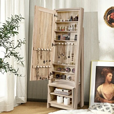 Costway Jewelry Cabinet Large Full Length Armoire 2-in-1 Stand Mirror Organizer 2 Costway Jewelry Cabinet Large Full Length Armoire 2-in-1 Stand Mirror Organizer - Image 2