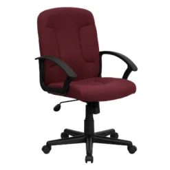 Emma And Oliver Mid-Back Fabric Executive Swivel Office Chair With Nylon Arms -Baxton Studio Store GUEST 4ba88b91 55a7 40d0 8833 e67be9165046