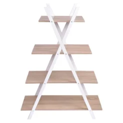 Tangkula X Shape Bookshelf Shelves 4 Tier A Ladder Storage Bookcase Display Home Office -Baxton Studio Store GUEST 4bd40dcf 94e4 4010 95ae a48f3335e3e1