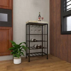 Industrial Metal Rectangle Wine Rack Black - Olivia & May -Baxton Studio Store GUEST 4c20d8d7 b1cc 46b3 b406 260d5c957b77