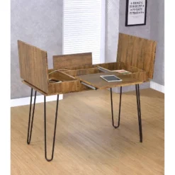 Sheeran Storage Writing Desk With Hairpin Legs Rustic Amber - Coaster