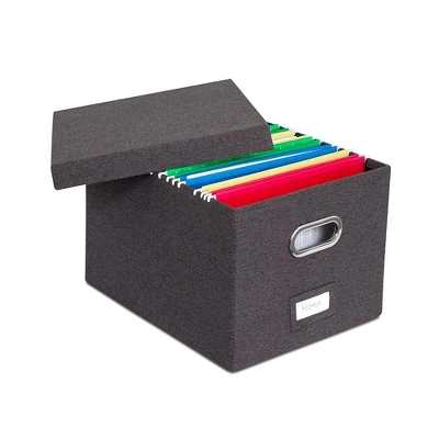 Internet's Best 4-Pack Collapsible File Storage Organizer With Lid - Charcoal 1 Internet's Best 4-Pack Collapsible File Storage Organizer With Lid - Charcoal
