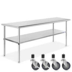 GRIDMANN Stainless Steel Table With 4 Casters (Wheels), NSF Commercial Kitchen Work & Prep Table -Baxton Studio Store GUEST 4d103d7c 1be4 4259 8fc6 e9d9cdff0d5a
