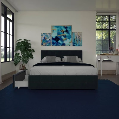 Rosalie Velvet Upholstered Bed W/Storage - Room & Joy 4 Rosalie Velvet Upholstered Bed W/Storage - Room & Joy - Image 4