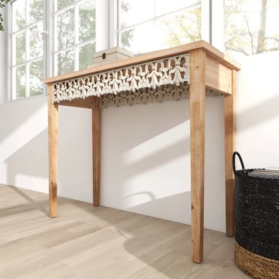 Large Farmhouse Wood Console Table Brown - Olivia & May 5 Large Farmhouse Wood Console Table Brown - Olivia & May - Image 5
