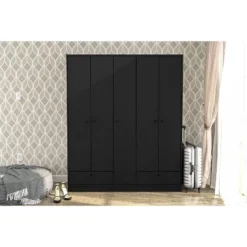 Denmark 5 Door 2 Drawer Wardrobe - Polifurniture -Baxton Studio Store GUEST 4d7941a5 113e 48cf 8dff 4b8d3d9841f0
