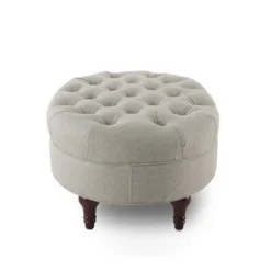 Jennifer Taylor Home Petra Tufted Oval Accent Bench, Taupe Polyester