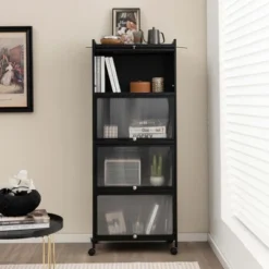 Costway 5-Tier Kitchen Baker's Rack Storage Cabinet Mobile Microwave Stand Flip-up Doors -Baxton Studio Store GUEST 4ef7e047 fafc 4341 95b5 b8a36993ef18