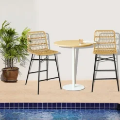 Costway Set Of 2 Rattan Bar Stools Counter Height Dining Chairs With Metal Legs Natural -Baxton Studio Store GUEST 4fc686a4 1852 4512 a567 d663e50bff6f