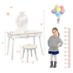Costway Kids Vanity Makeup Table & Chair Set Make Up Stool Play Set For Children -Baxton Studio Store GUEST 4fe6a766 a36a 40e6 9190 0e39ddb4e323