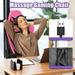 Costway Gaming Chair Massage Reclining Racing Office Computer Chair With Footrest Pink 13 Costway Gaming Chair Massage Reclining Racing Office Computer Chair With Footrest Pink -Baxton Studio Store GUEST 5064cbc4 2275 41a5 99cb 54f38fa1449f