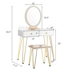 Costway Vanity Makeup Dressing Table W/ 3 Lighting Modes Mirror Touch Switch White -Baxton Studio Store GUEST 507eacfb 4729 4ca1 a7cf d72b55747dfa