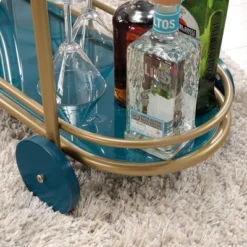 Coral Cape Bar Cart With Metal And Glass Satin Gold - Sauder -Baxton Studio Store GUEST 50c204ec 2695 4778 acab a285061c3c08