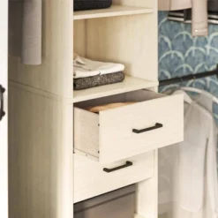 Kelly 5 Shelf 2 Drawer Closet Organizer With 3 Adjustable Hanging Rods Ivory Oak - Novogratz -Baxton Studio Store GUEST 511c48cd bab6 470f a160 34272ae5e06e