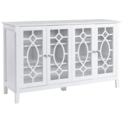 HOMCOM Modern Sideboard With Storage, Console Table, Buffet Cabinet With Glass Doors For Living Room, White -Baxton Studio Store GUEST 51d59878 b00a 4335 9d83 ee9137761764