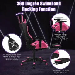 Costway Gaming Chair Massage Reclining Racing Office Computer Chair With Footrest Pink 15 Costway Gaming Chair Massage Reclining Racing Office Computer Chair With Footrest Pink -Baxton Studio Store GUEST 5259e086 96be 41be b8b2 743312ef5bc8