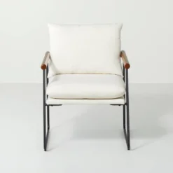 Cushioned Metal & Wood Accent Arm Chair - Cream/Black - Hearth & Hand™ With Magnolia 7 Cushioned Metal & Wood Accent Arm Chair - Cream/Black - Hearth & Hand™ With Magnolia -Baxton Studio Store GUEST 52cb0826 391f 48ac 807f 37925581ba45