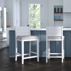 Fowler Wood Counter Height Barstool Sea White - Hillsdale Furniture -Baxton Studio Store GUEST 53bd359f 5990 4909 9d63 876206b3615b
