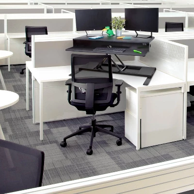 FlexPro Premier Electric Height Adjustable Corner Desk – 39.25” Standing Desk Converter – Black – Stand Steady 3 FlexPro Premier Electric Height Adjustable Corner Desk – 39.25” Standing Desk Converter – Black – Stand Steady - Image 3