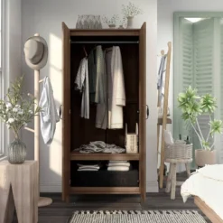 Andreasson Wardrobe Closet Distressed Walnut - HOMES: Inside + Out -Baxton Studio Store GUEST 55421d8e 0399 4bb1 9f96 54028379035a