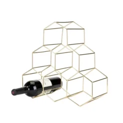 Viski Geo Gold Bottle Wine Rack, Honeycomb Design -Baxton Studio Store GUEST 5576b8d1 cd25 42c8 aa15 643bf99834b5