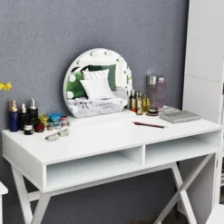 Costway Modern Computer Desk Writing Desk Makeup Vanity Table Storage -Baxton Studio Store GUEST 56d2e283 7d9b 4b3b af83 d4b6f904c93a