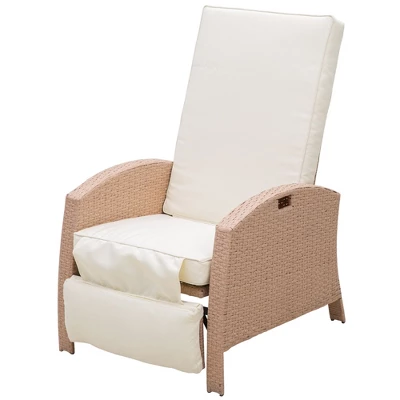 Outsunny Patio Recliner, Outdoor Reclining Chair With Flip-Up Side Table, All-Weather Wicker Metal Frame Chaise With Footrest, Cushions 3 Outsunny Patio Recliner, Outdoor Reclining Chair With Flip-Up Side Table, All-Weather Wicker Metal Frame Chaise With Footrest, Cushions - Image 3