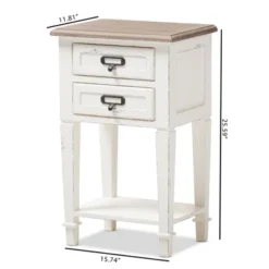 Dauphine 2 Drawer Provincial Style Oak And Distressed Finish Wood Nightstand White - Baxton Studio -Baxton Studio Store GUEST 57466756 8a2b 49ea bcf3 dec9226d62d1