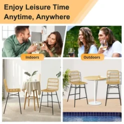 Costway Set Of 2 Rattan Bar Stools Counter Height Dining Chairs With Metal Legs Natural -Baxton Studio Store GUEST 575f65b2 039d 4690 b73e 76b834646bea