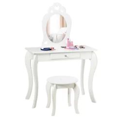 Costway Kids Vanity Set Princess Makeup Dressing Play Table Set W/Mirror -Baxton Studio Store GUEST 5766641d 3a49 43fc b65e 098227fae6bb