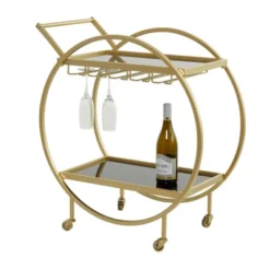 Contemporary Metal Round Bar Cart - Olivia & May -Baxton Studio Store GUEST 57c43484 c028 4340 8234 04c017c10b73