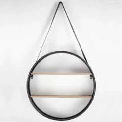 33" Round Metal And Wood Hanging Wall Shelf Brown - American Art Decor -Baxton Studio Store GUEST 57e532fd 8273 4614 b8f6 14feb4b6bedc