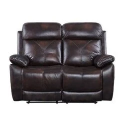 57" Perfiel Two-Tone Grain Leather Loveseat Dark Brown - Acme Furniture -Baxton Studio Store GUEST 58ba19dd 4947 45dd 9941 1e3a04adc55b