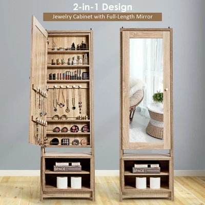 Costway Jewelry Cabinet Large Full Length Armoire 2-in-1 Stand Mirror Organizer 5 Costway Jewelry Cabinet Large Full Length Armoire 2-in-1 Stand Mirror Organizer - Image 5