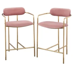 24" Set Of 2 Retro Velvet Counter Height Barstools - Buylateral -Baxton Studio Store GUEST 594ad79a 8ad2 4f90 8f1d 0e4665d68c0b