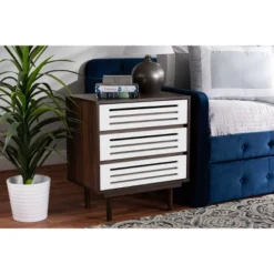 3 Drawer Meike Two-Tone Wood Nightstand Walnut/White - Baxton Studio -Baxton Studio Store GUEST 59f25dc5 1849 48ef bdd5 f5ec36faf48f