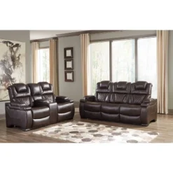 Warnerton Power Recliner Loveseat With Console And Adjustable Headrest Chocolate - Signature Design By Ashley -Baxton Studio Store GUEST 5a001173 c001 4a26 b3d3 deec2973ef77
