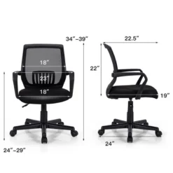 Costway Height Adjustable Mid-Back Mesh Chair Executive Chair W/ Lumbar Support -Baxton Studio Store GUEST 5a8224ee 6825 42ef 9e03 f604ccc45b49