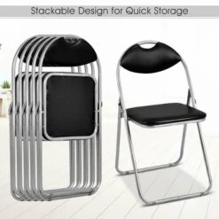 Costway 6 PCS U Shape Folding Chairs Furniture Home Outdoor Picnic Portable Black -Baxton Studio Store GUEST 5b313b0f cd84 43ad 9741 41040a2af713