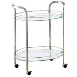 Derria Oval Mirrored Metal Frame Serving Cart - Furniture Of America -Baxton Studio Store GUEST 5b6cc95a d23e 49ef 8775 2fe1c2cd8efb